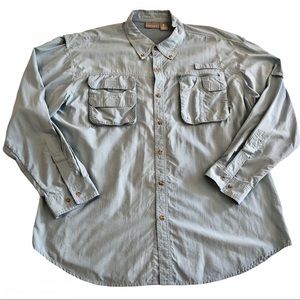 Quest Shirt Men’s XL Button Down Blue Vented Fishing Hiking Camping Long Sleeve